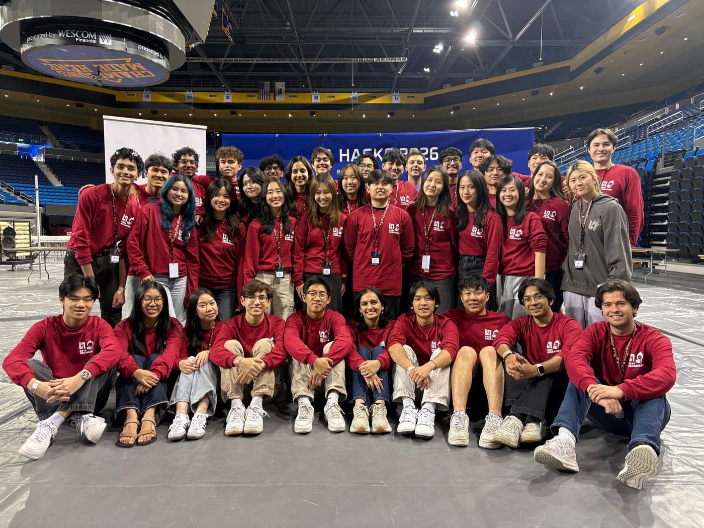 The full LA Hacks organizing team at Pauley Pavilion